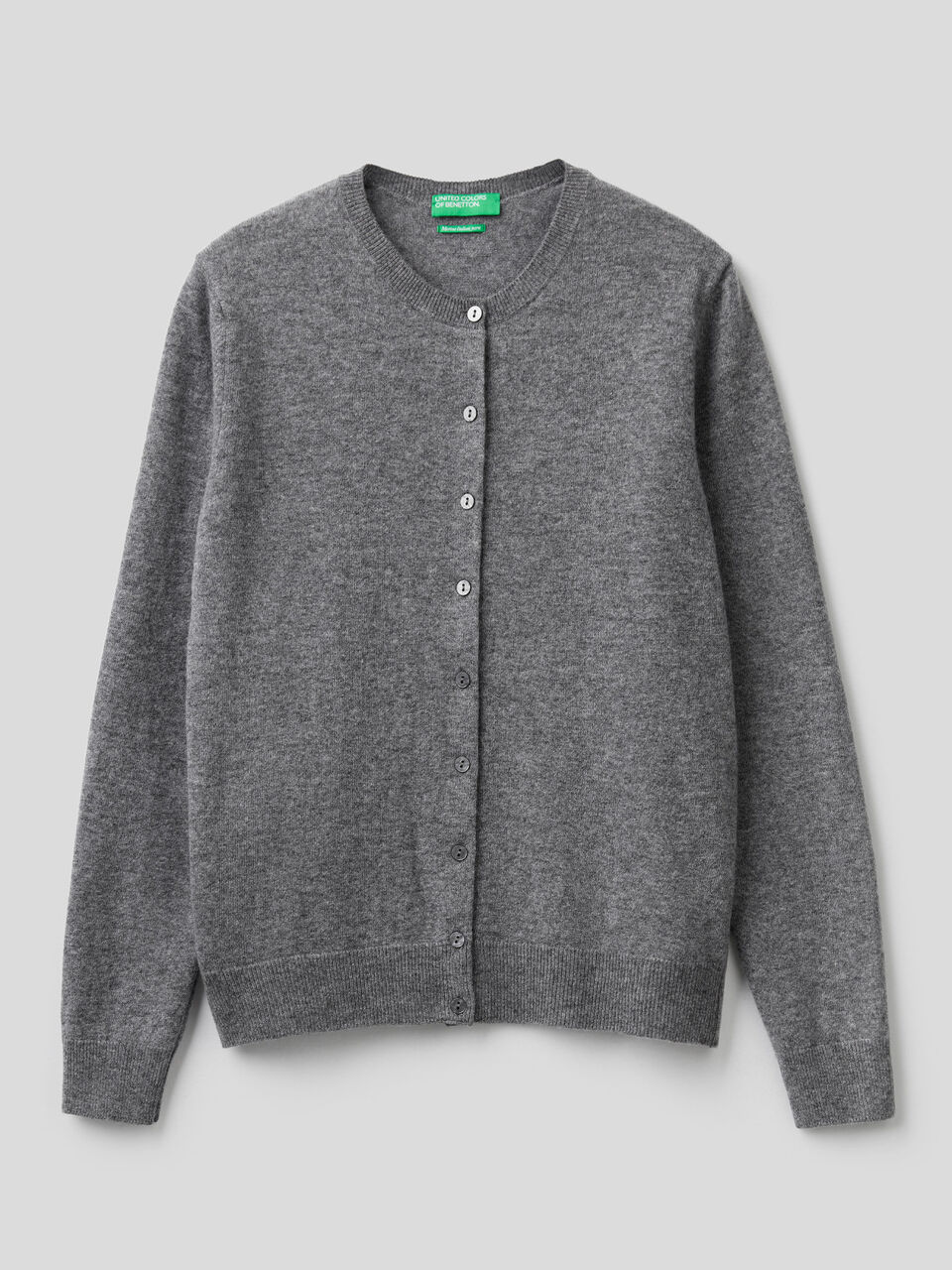 Crew neck cardigan in pure virgin wool image number 1