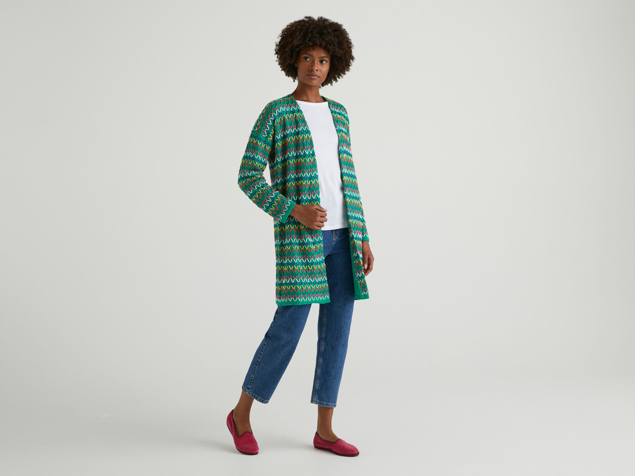 Long multicolored cardigan image number 3