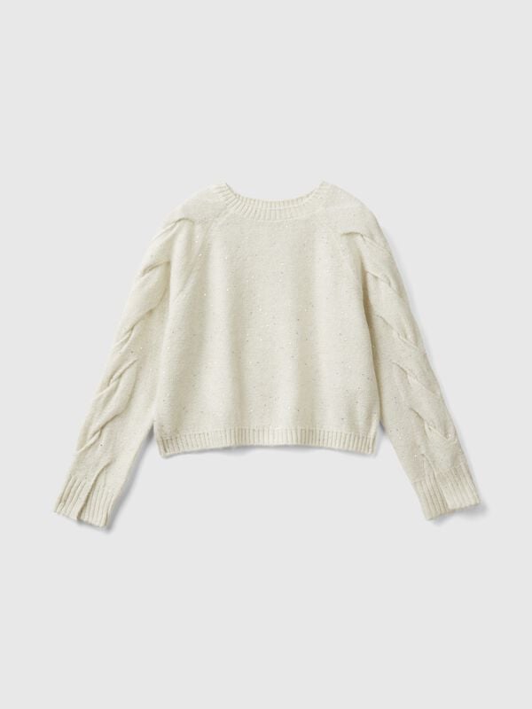 Sweater with recycled fabric and sequins Junior Girl