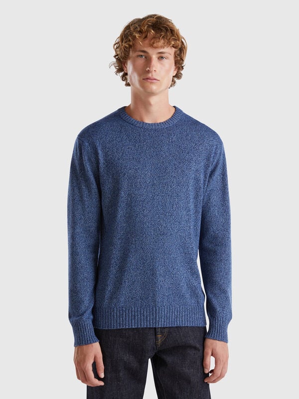 Crew neck sweater in cashmere and wool blend Men