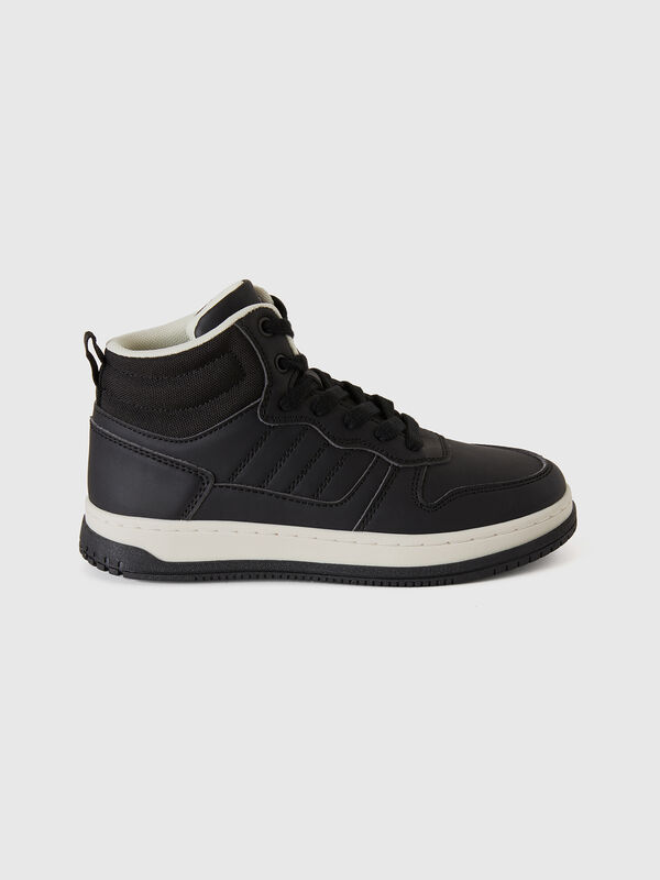 High-top sneakers in imitation leather and mesh Junior Boy