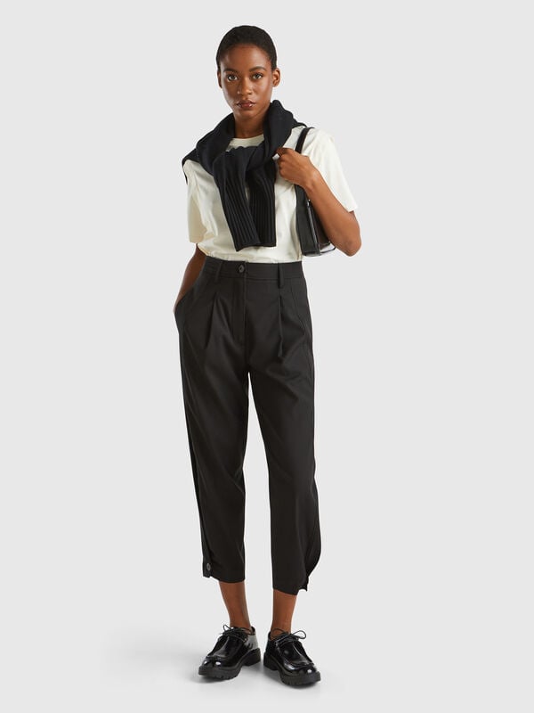 Wide trousers in wool blend Women