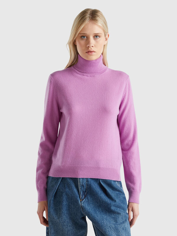 Lilac turtleneck in pure cashmere Women