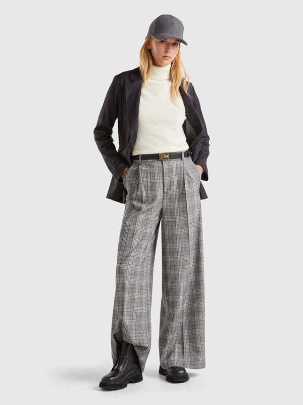 Prince of Wales wide leg trousers Women