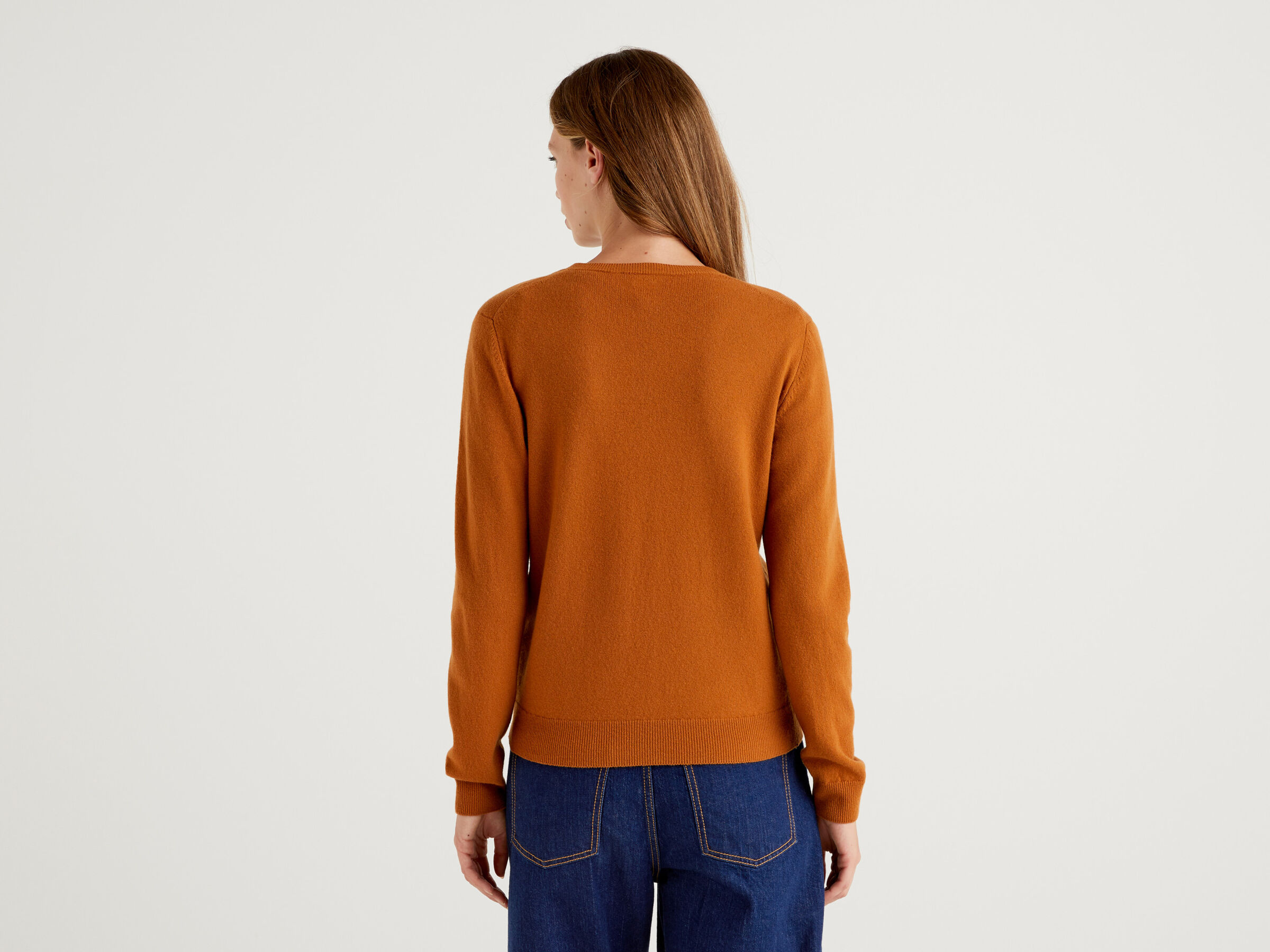 Crew neck cardigan in pure virgin wool image number 2