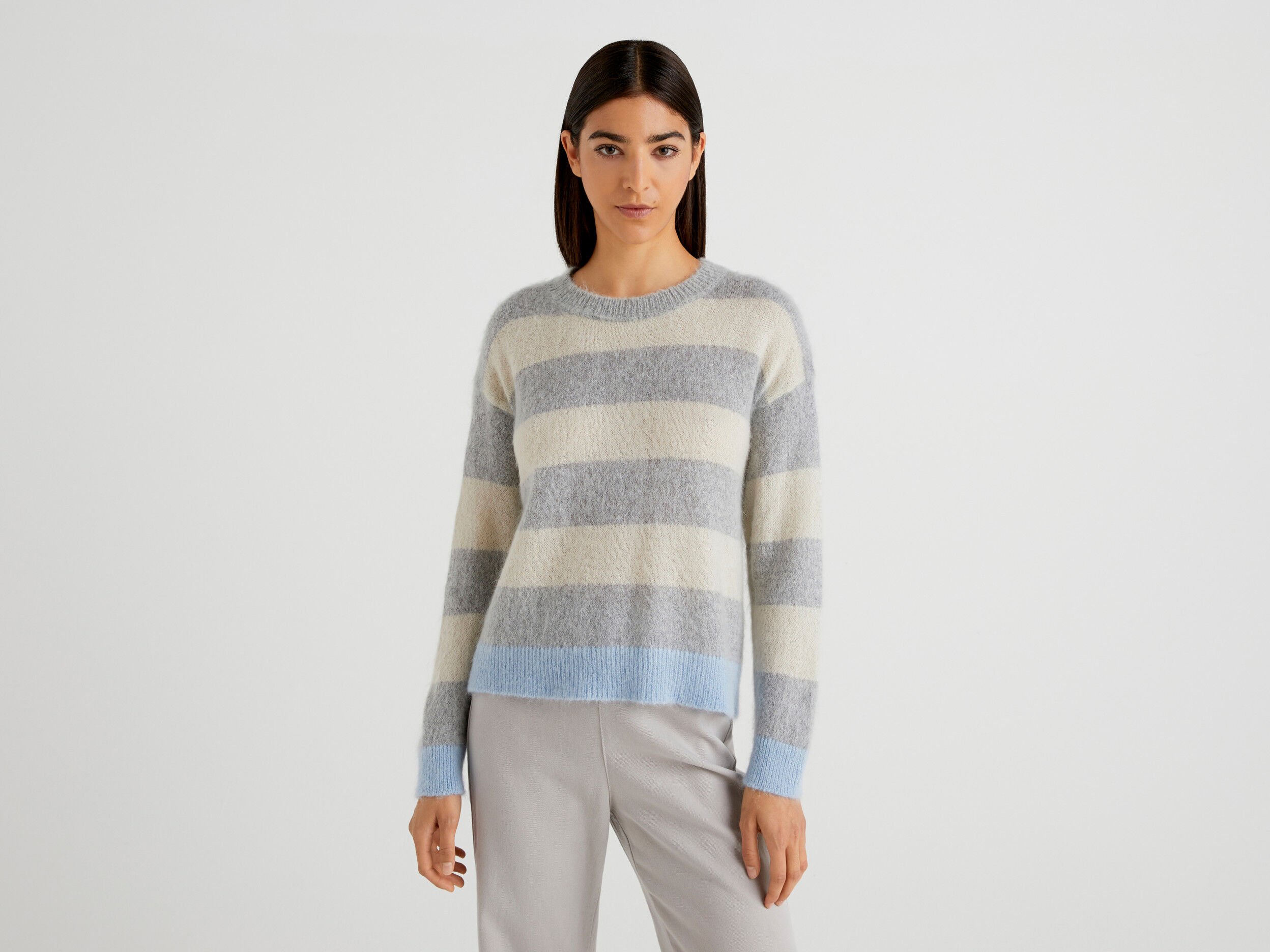 Gray new arrivals striped sweater
