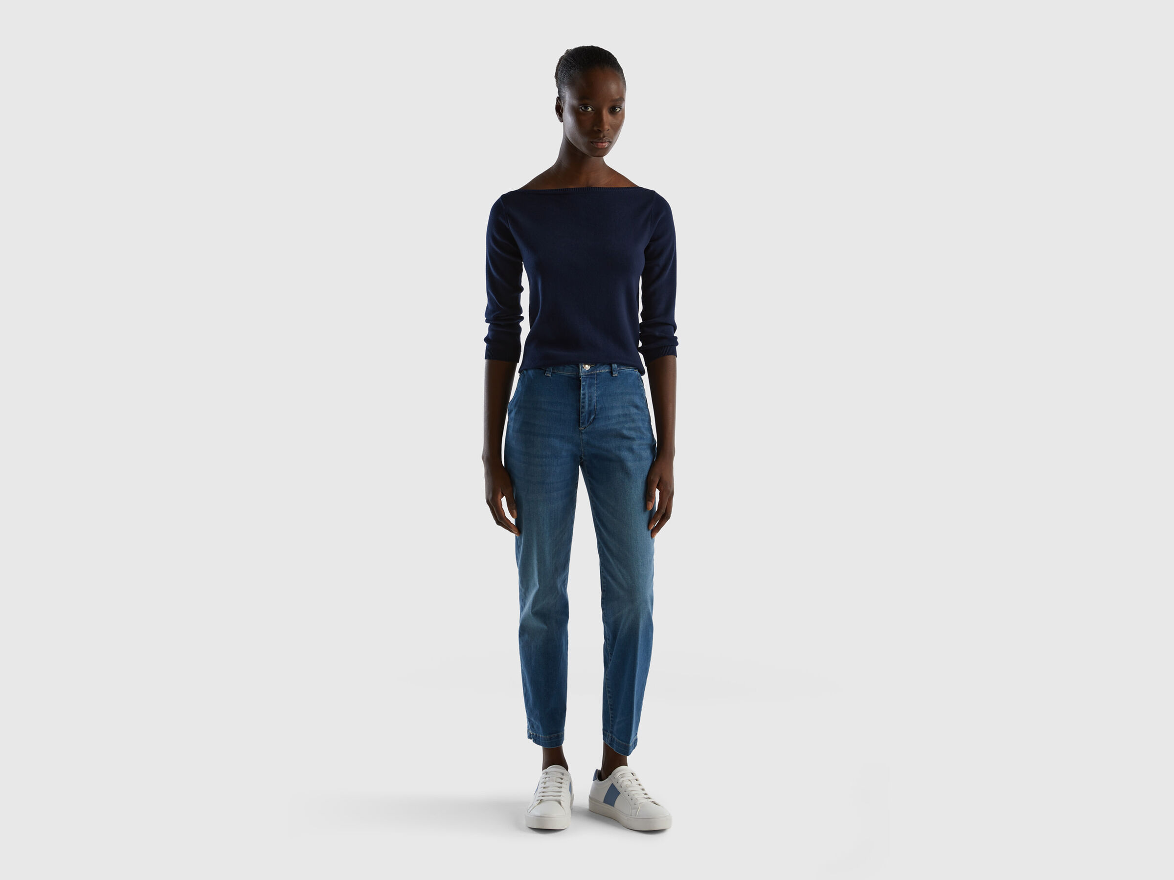 100% cotton boat neck sweater image number 3