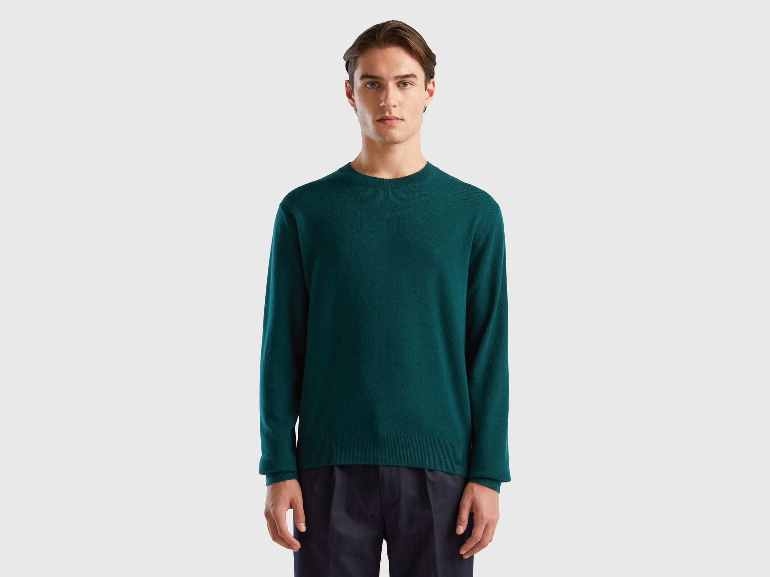 Dark green sweater in pure cashmere Dark Green Benetton