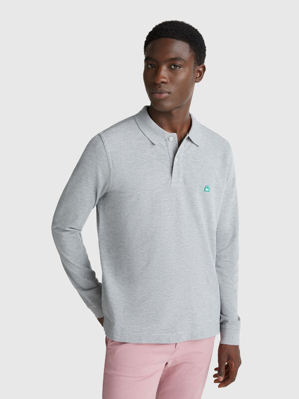Long sleeve cotton polo Men