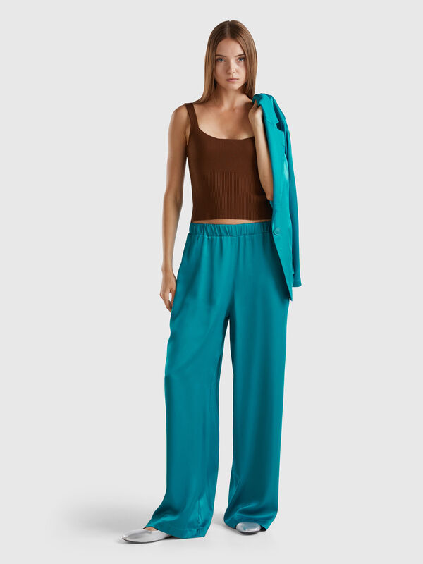 Wide trousers in 100% viscose Women
