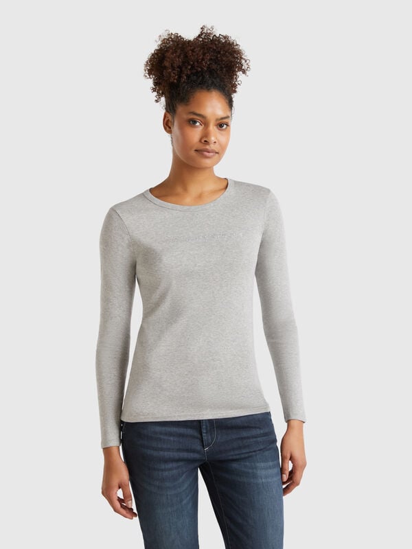 Dark blue 100% cotton long sleeve t-shirt Women