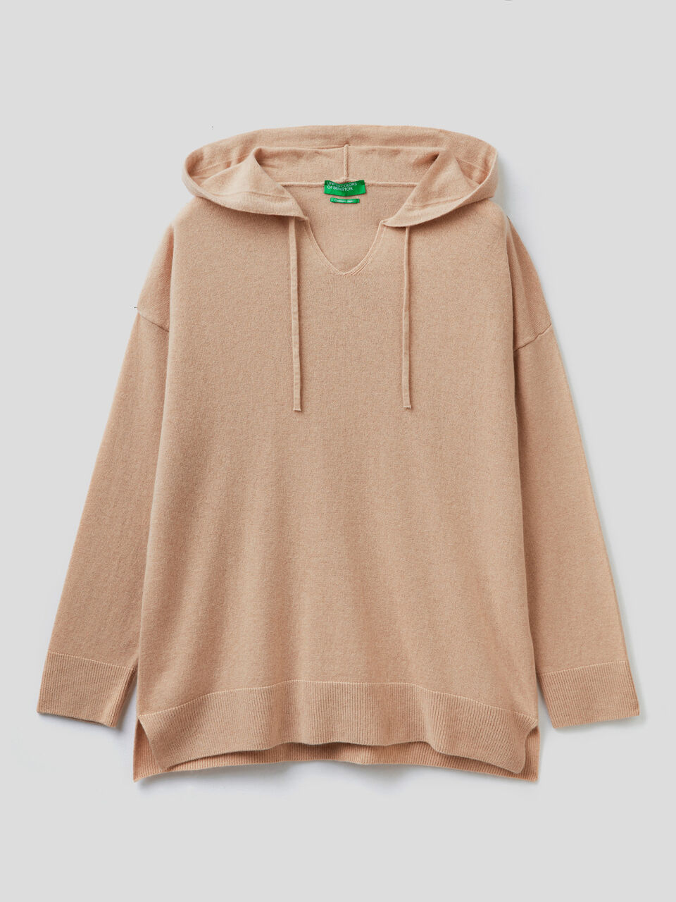 Sweater in cashmere blend with hood image number 1