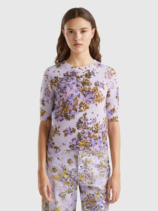 Floral sweater in recycled yarn Women