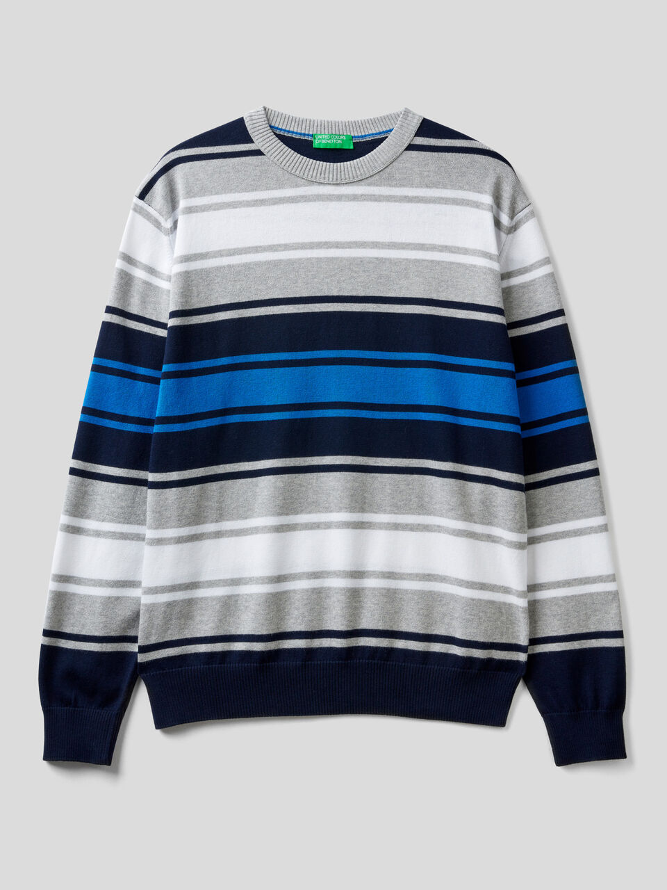 Striped 100% cotton sweater image number 1