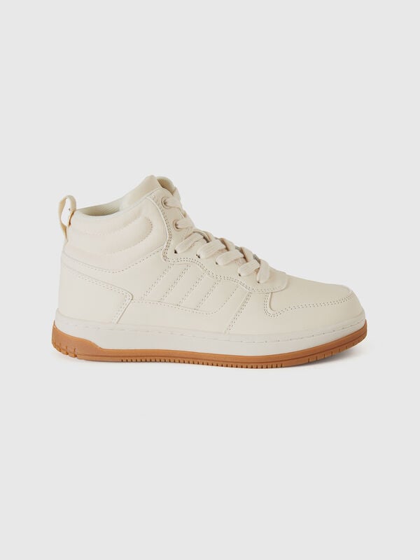 High-top sneakers in imitation leather and mesh Junior Boy