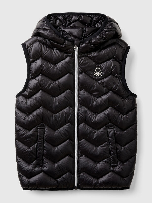 Padded vest in 3D wadding with hood Junior Girl