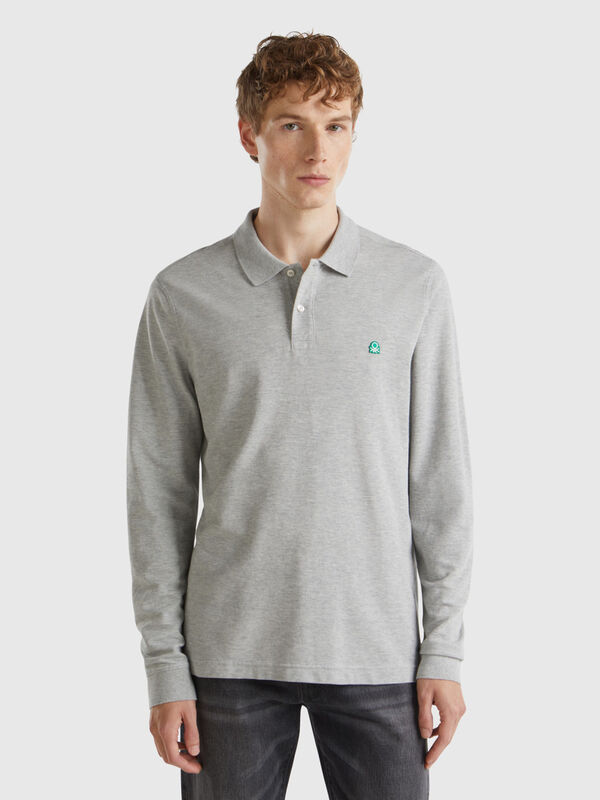 Long sleeve 100% cotton polo Men