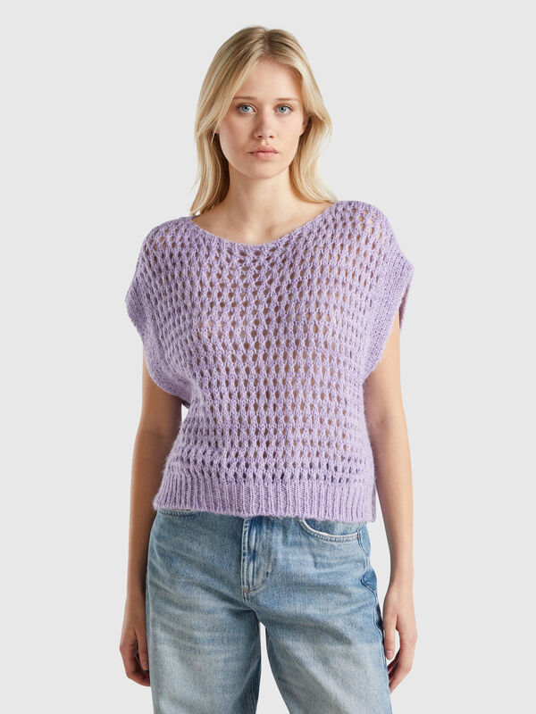 Mesh vest with lurex Women