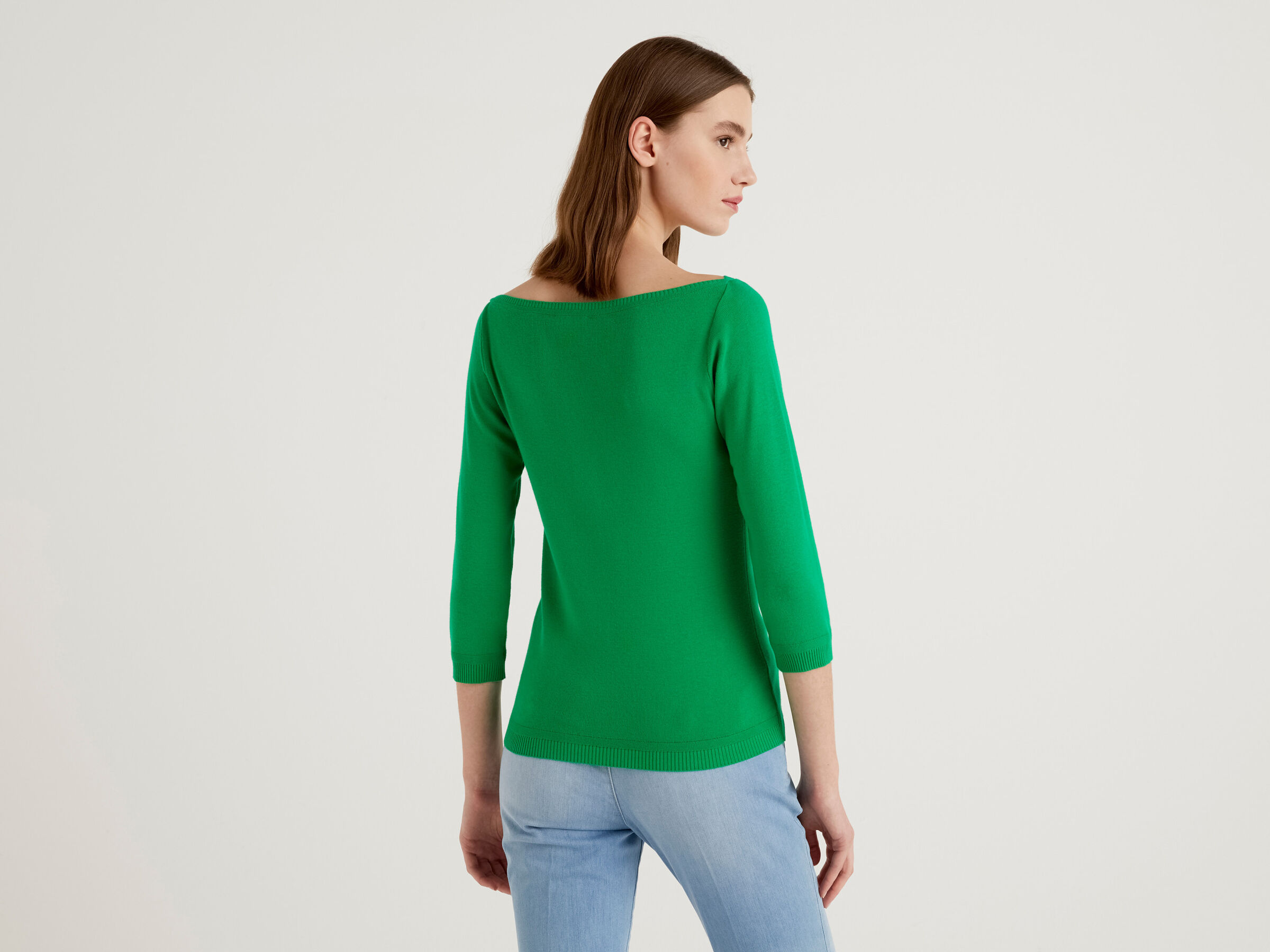 100% cotton boat neck sweater image number 2