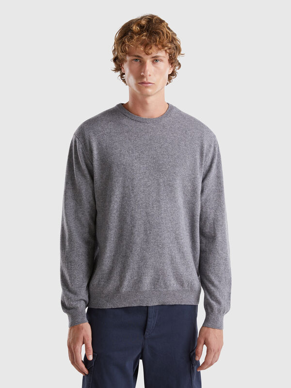 Dark gray sweater in pure Merino wool Men