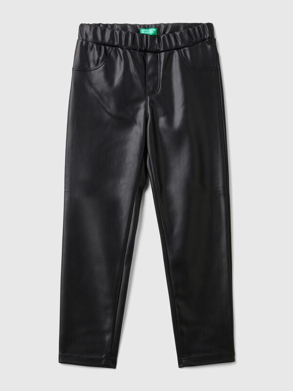 Slim fit trousers in imitation leather fabric Junior Girl