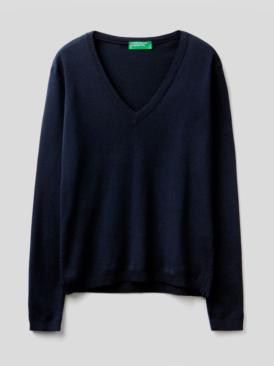 Pure cotton sweater with V-neck image number 1