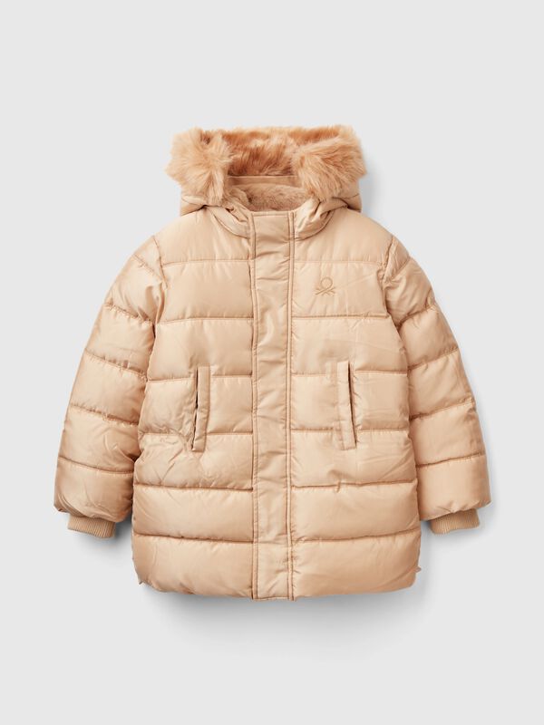 Long padded jacket in glossy nylon Junior Girl