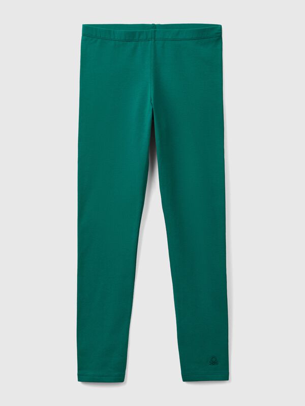 Leggings in stretch cotton with logo Junior Girl