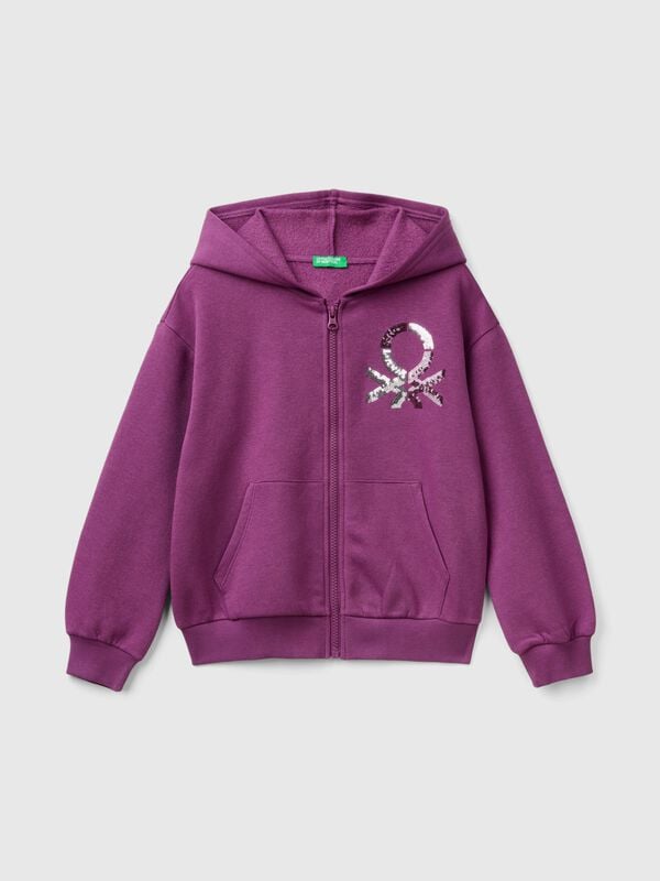 Sweatshirt with zip and sequins Junior Girl