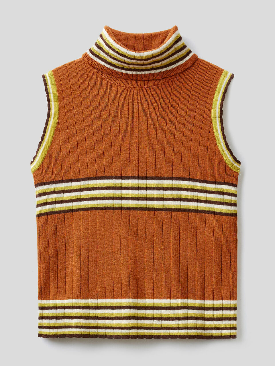 Sleeveless turtleneck with stripes image number 1