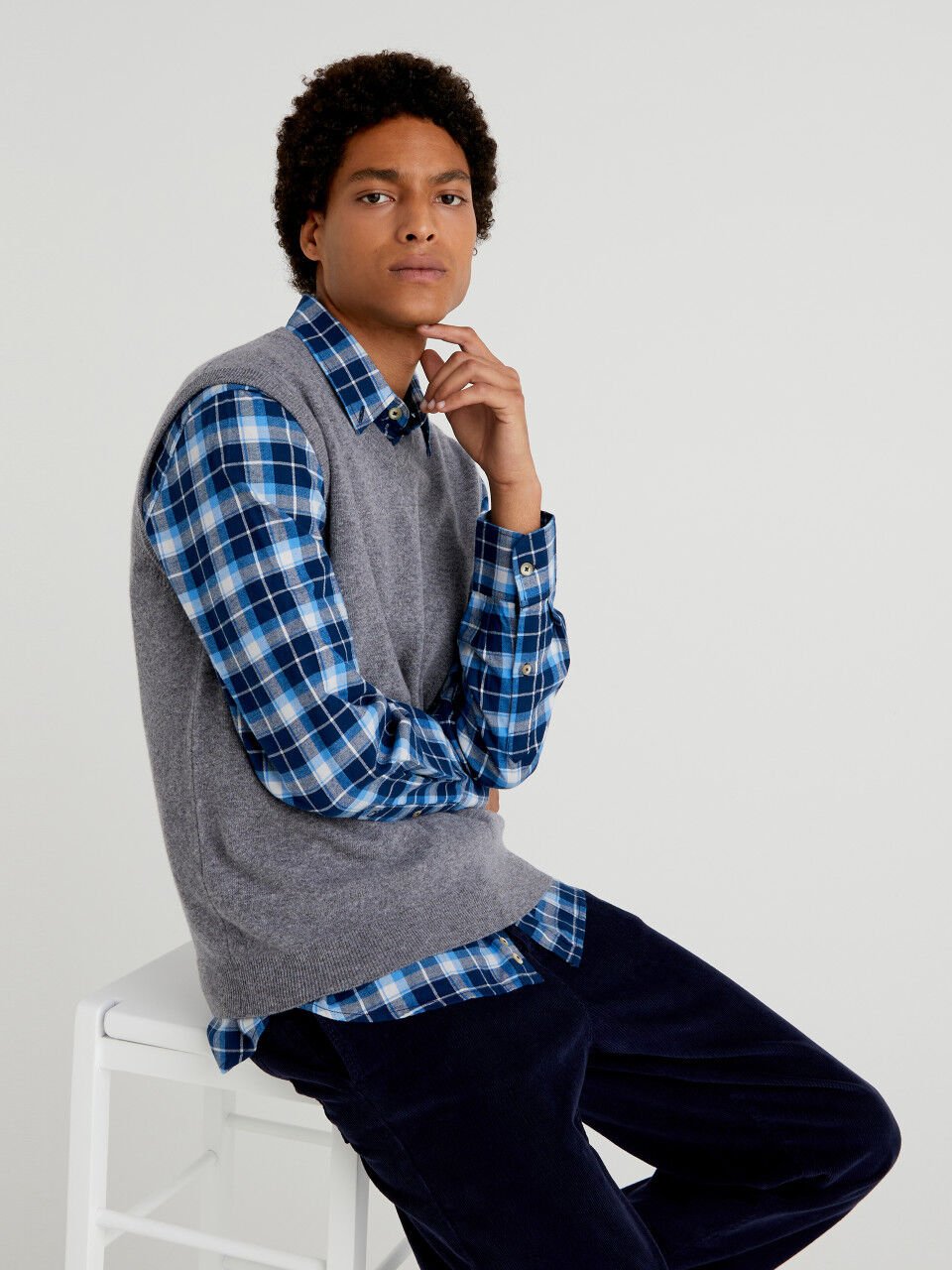 V Neck Merino Wool Sweater Men 2024 Benetton