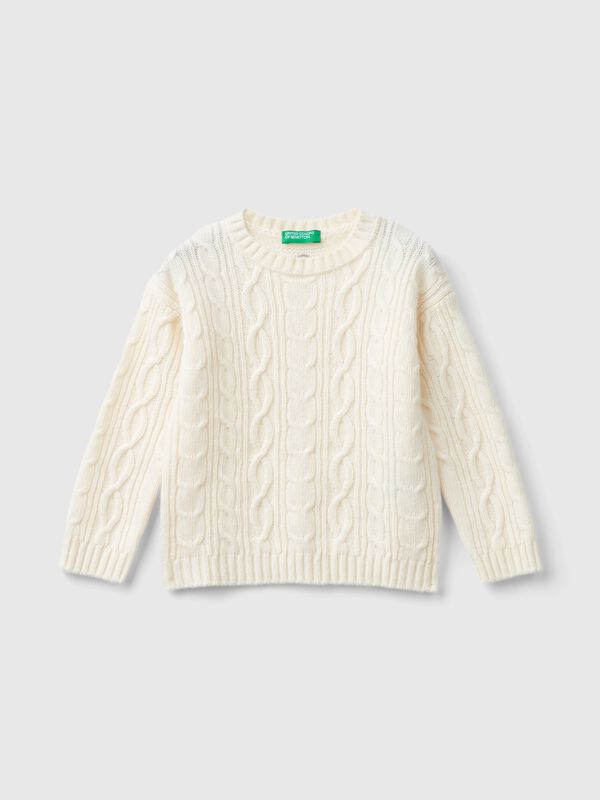 Cable knit sweater in wool blend Junior Boy
