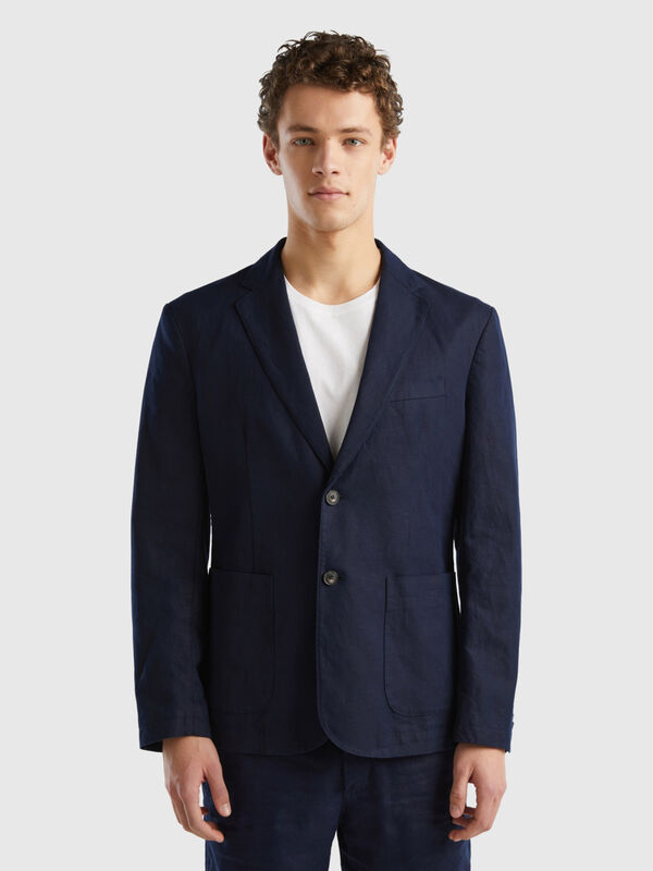 Slim fit blazer in linen blend Men