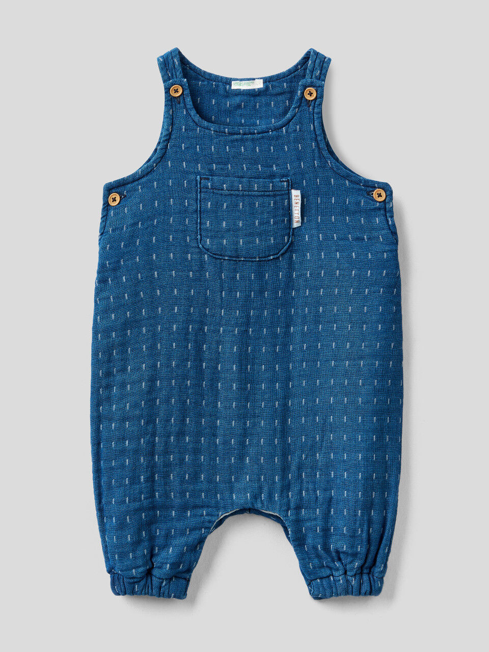 Patterned denim dungarees