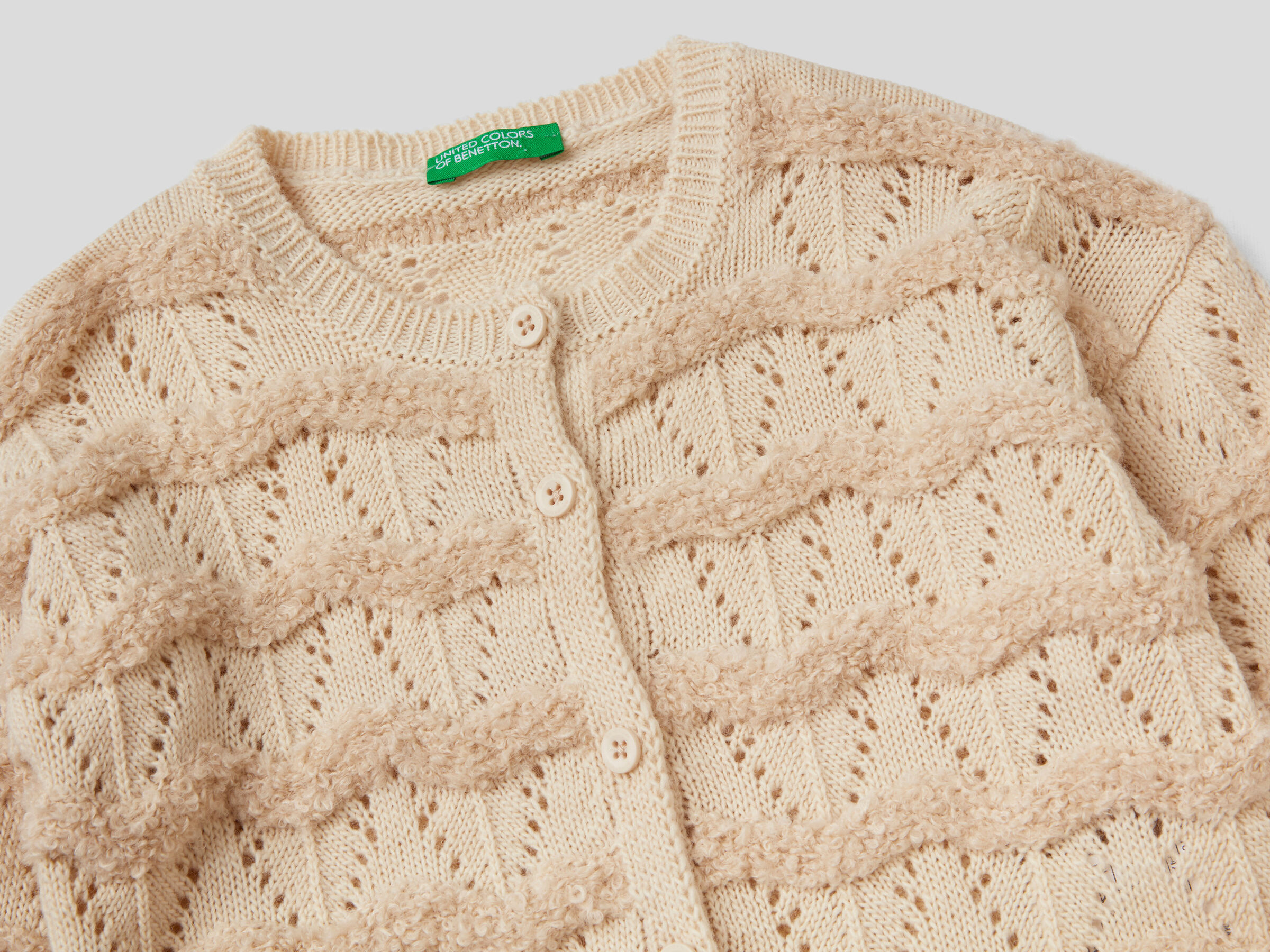 Crew neck cardigan in wool blend image number 2