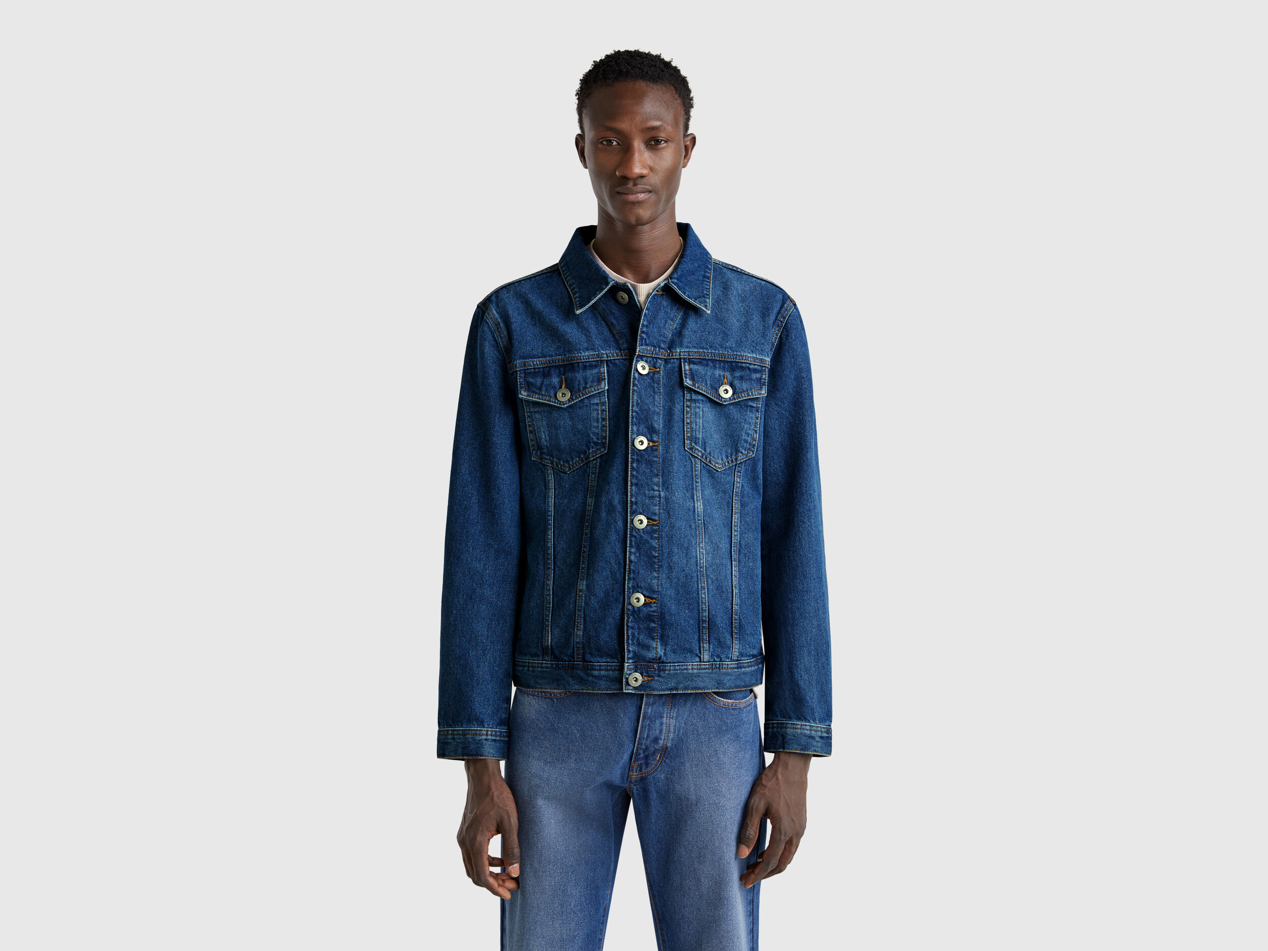 Regular fit jean jacket, Blue - Benetton