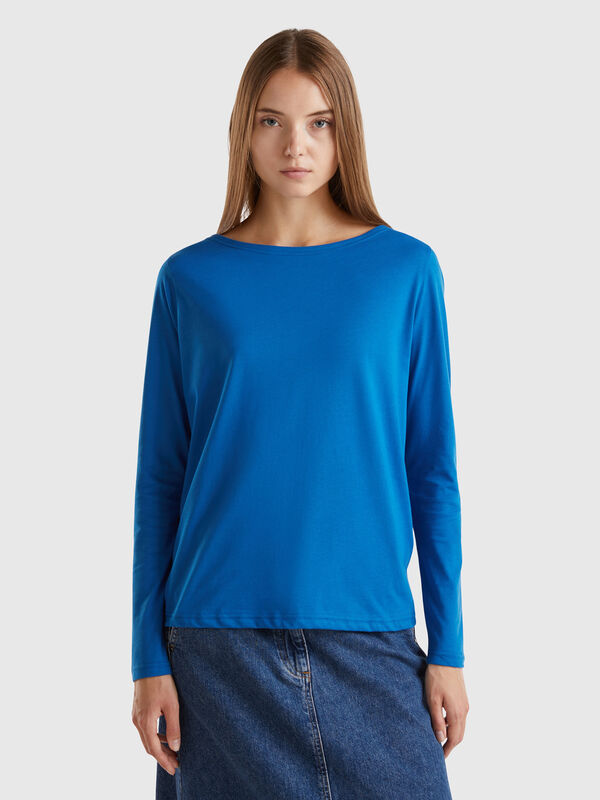 T-shirt with boat neck in 100% cotton Women