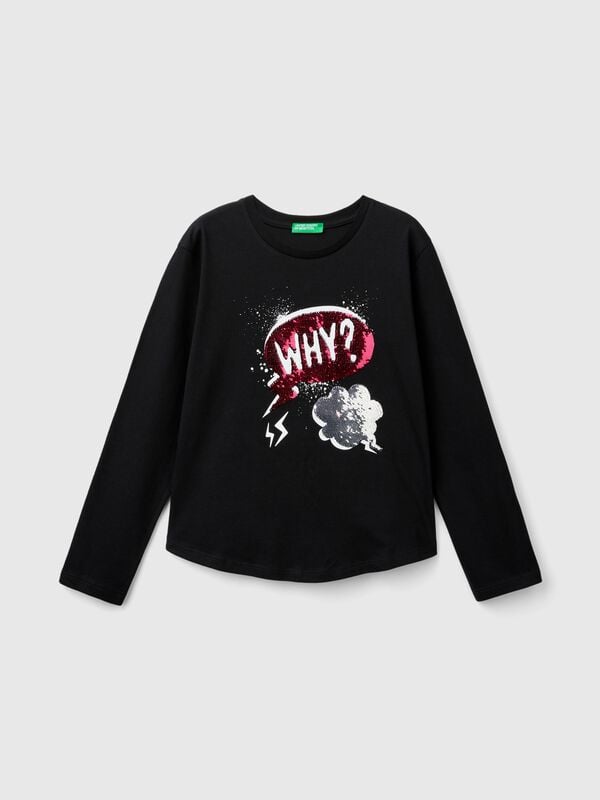 Organic cotton t-shirt with sequins Junior Girl