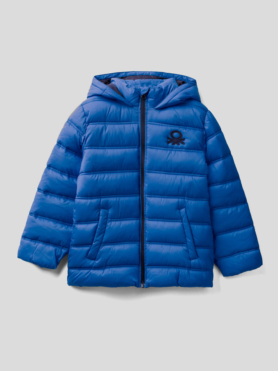 Puffer jacket with hood and logo image number 1