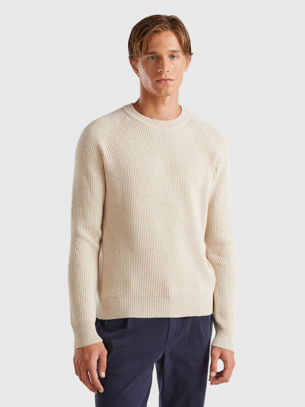 Crew neck sweater in cashmere blend Men