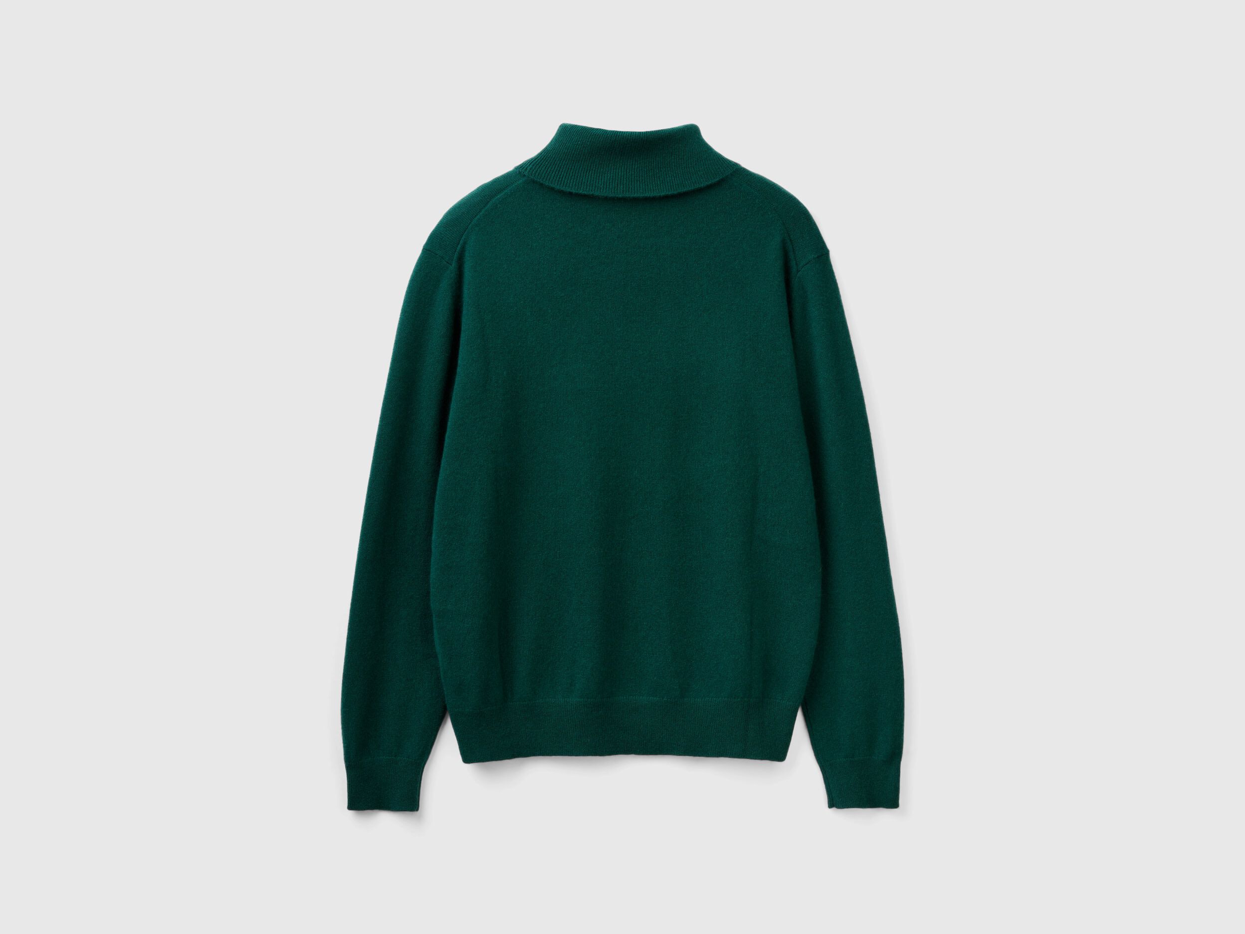 Dark green turtleneck in pure cashmere Dark Green Benetton