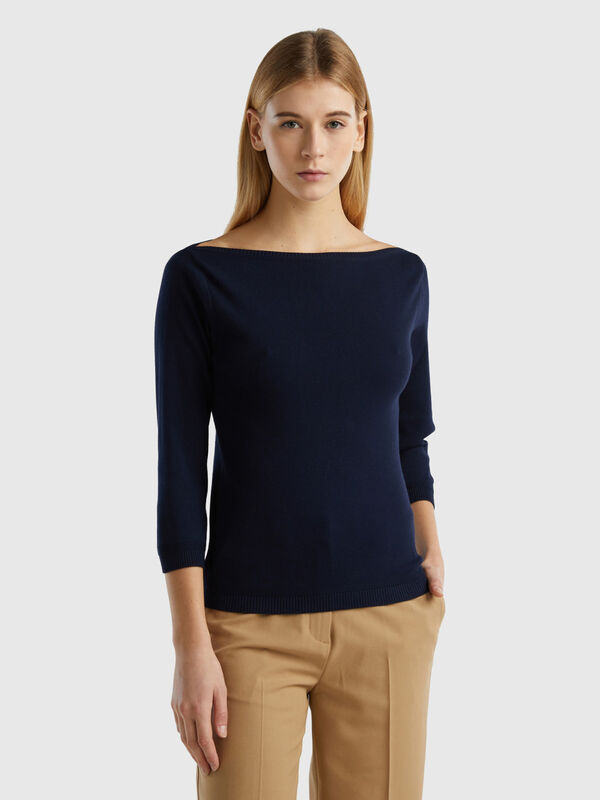 100% cotton boat neck sweater Women