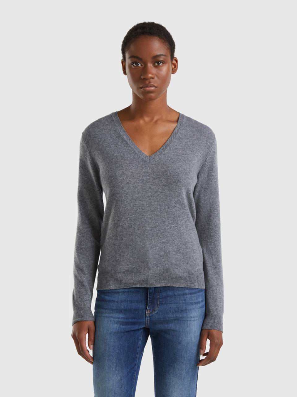 Gray v new arrivals neck sweater women's