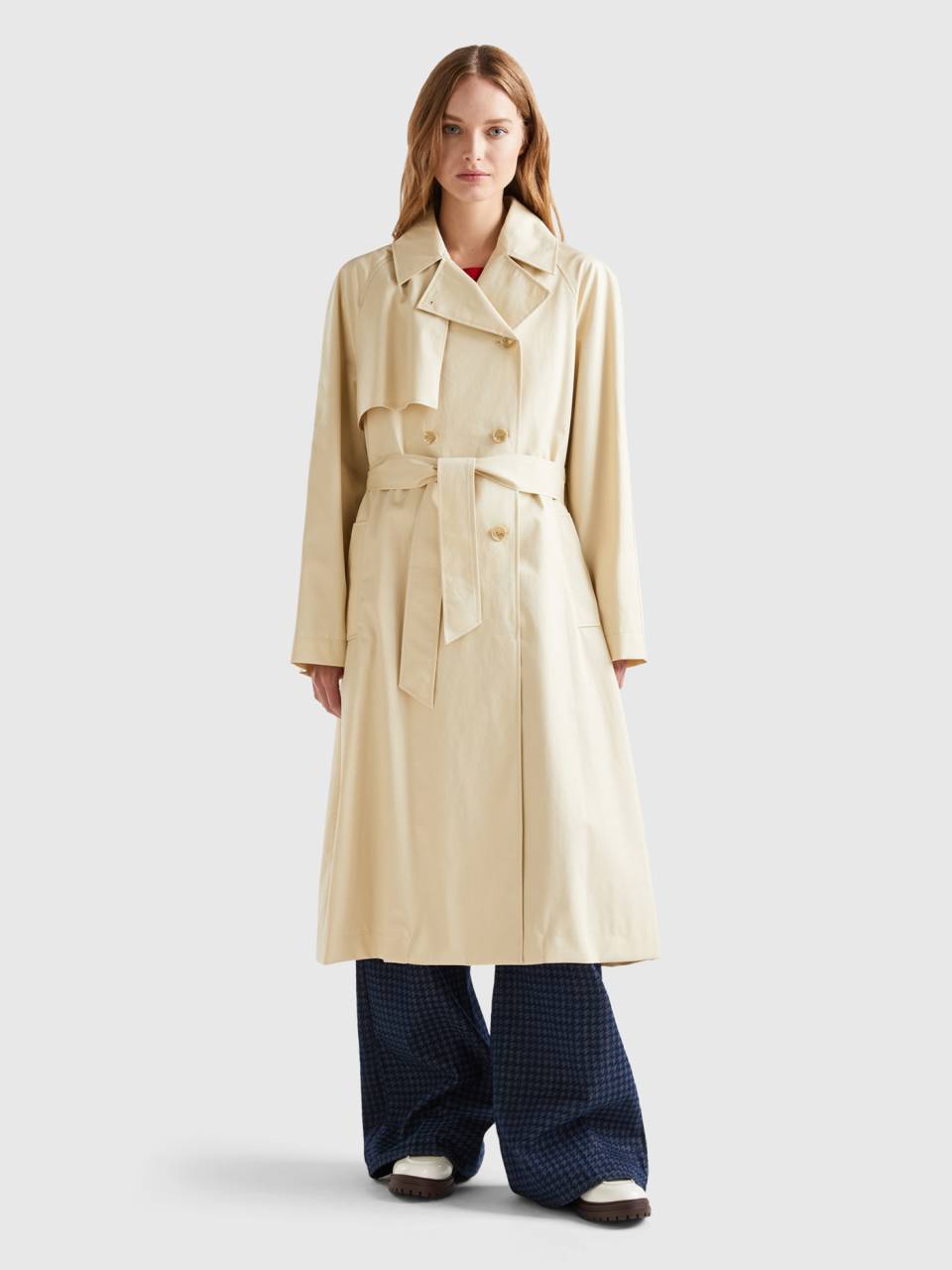 Double breasted midi trench coat Beige Benetton